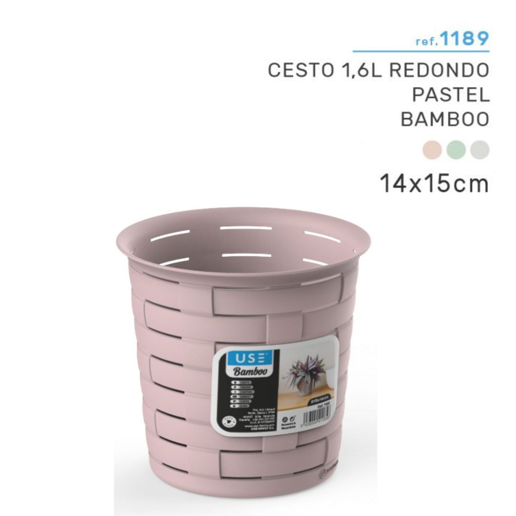 Cesto 1.6L Redondo Pastel