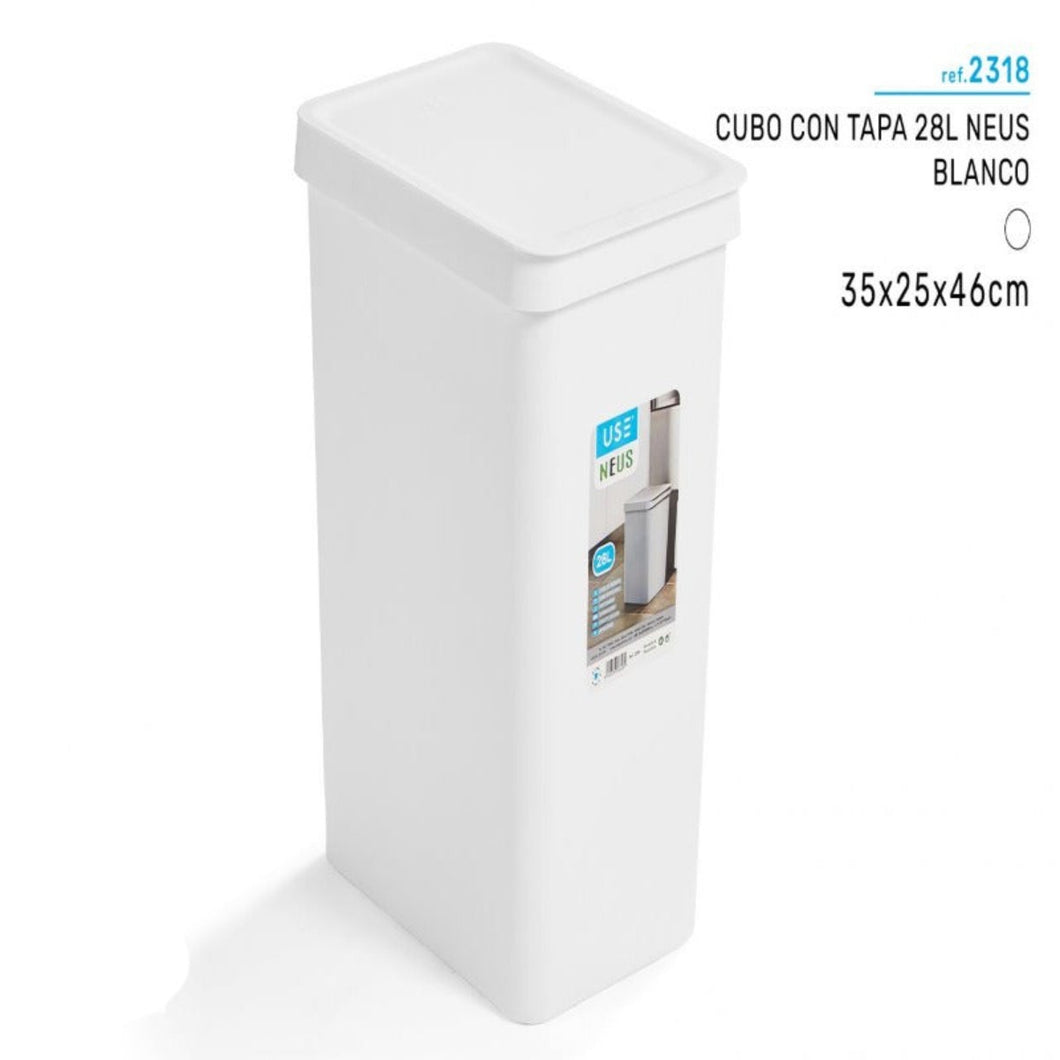 Cubo con Tapa 28L Blanco