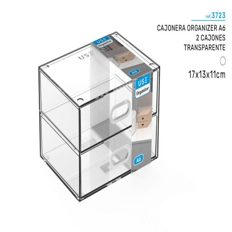 Organizador 2 Cajones Apilable A6 Transparente