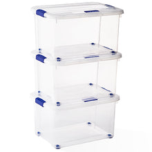 Cargar imagen en el visor de la galería, Caja de Plástico  35L transparente con ruedas, Sets de 3
