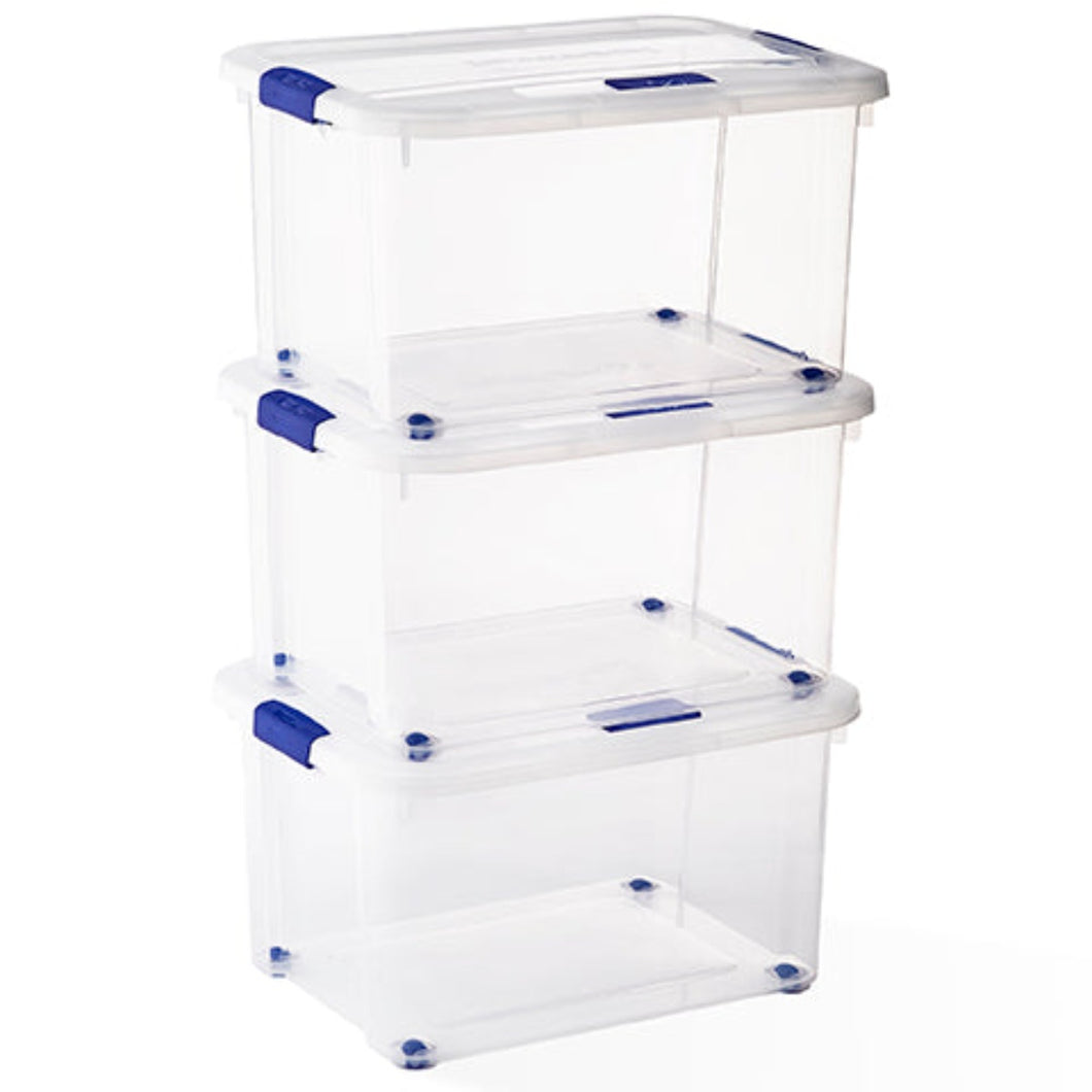 Cajas de Plástico para Almacenaje 60 Litros con ruedas, Sets de 3/4