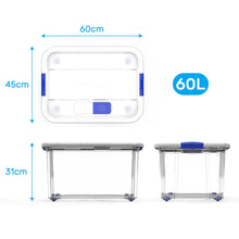 Cargar imagen en el visor de la galería, Cajas de Plástico para Almacenaje 60 Litros con ruedas, Sets de 3/4
